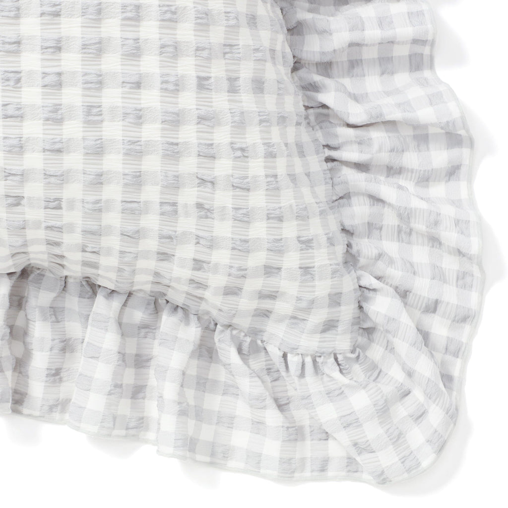 Fuwaro Cooling Pillow Cover Frill Check 700 X 500 White X Grey