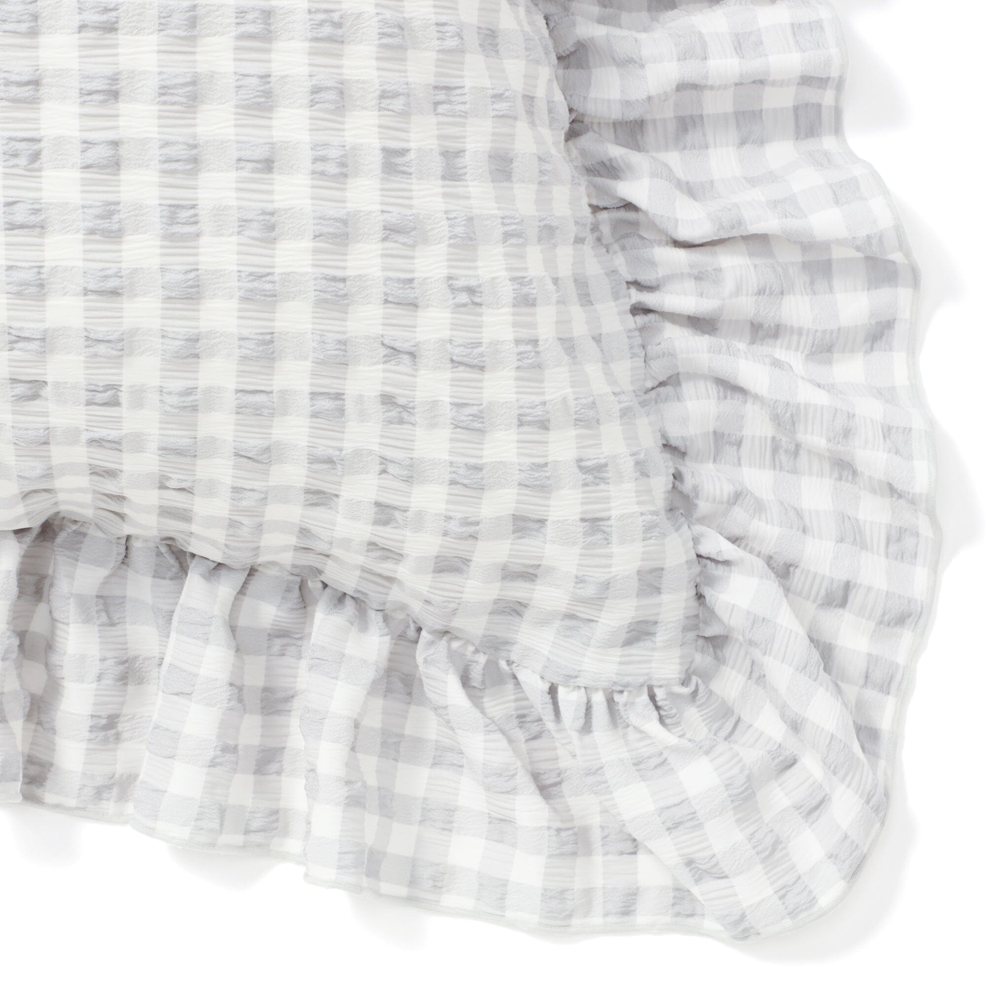 Fuwaro Cooling Pillow Cover Frill Check 700 X 500 White X Grey