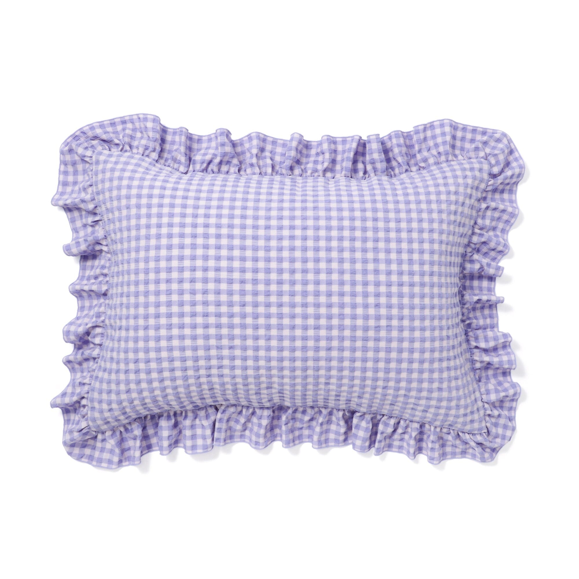 Fuwaro Cooling Pillow Cover Ruffle Check 700 X 500 Pink X Purple