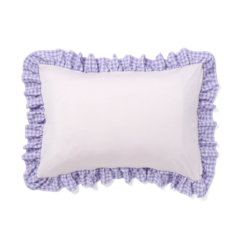 Fuwaro Cooling Pillow Cover Ruffle Check 700 X 500 Pink X Purple