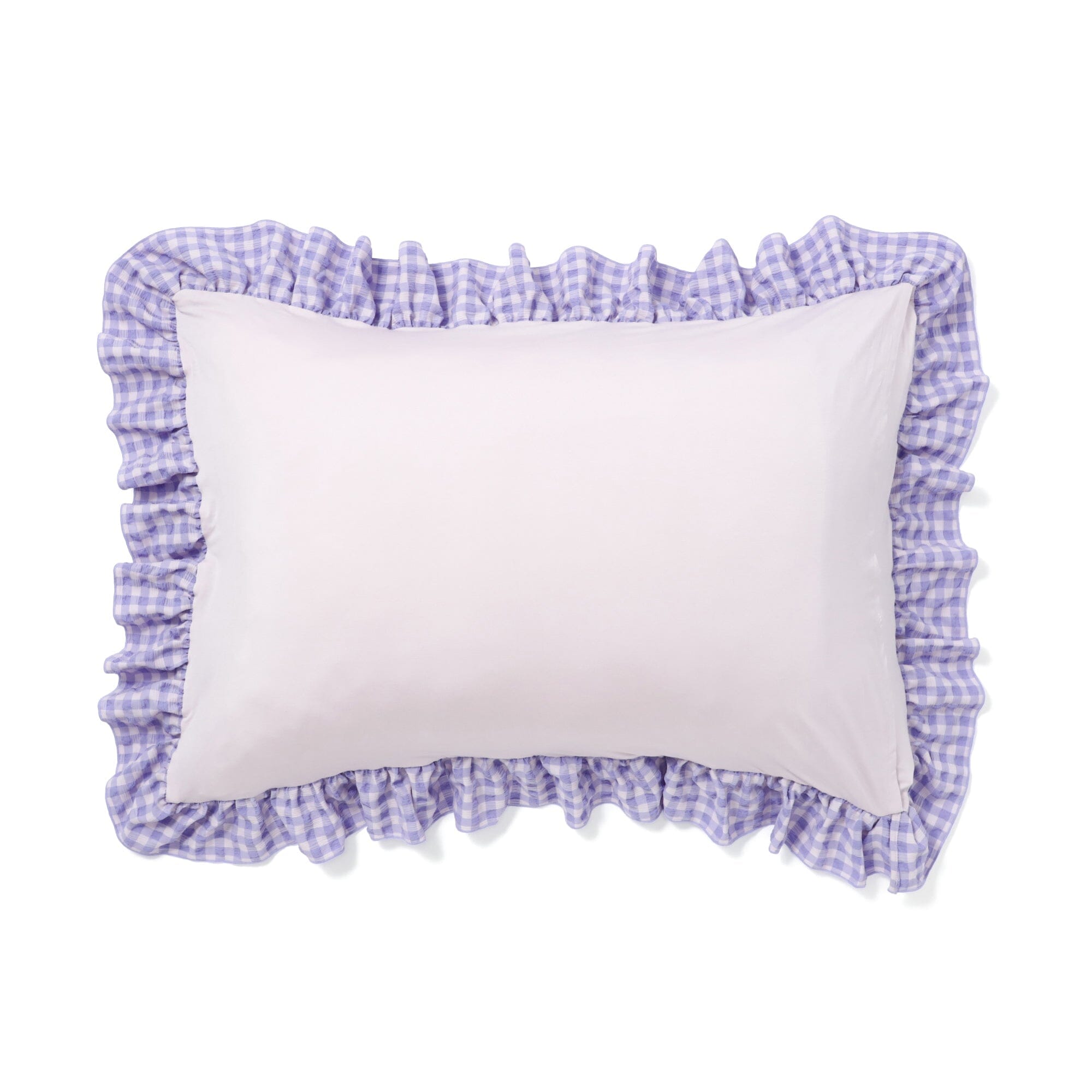 Fuwaro Cooling Pillow Cover Ruffle Check 700 X 500 Pink X Purple