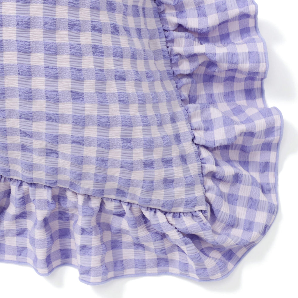 Fuwaro Cooling Pillow Cover Ruffle Check 700 X 500 Pink X Purple