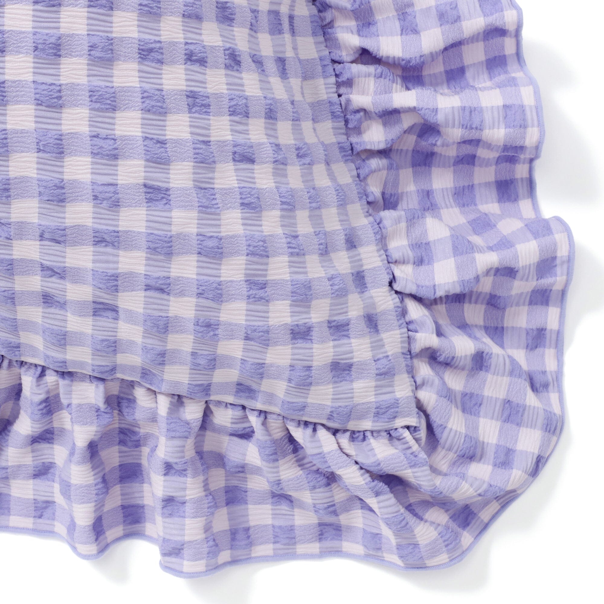 Fuwaro Cooling Pillow Cover Ruffle Check 700 X 500 Pink X Purple