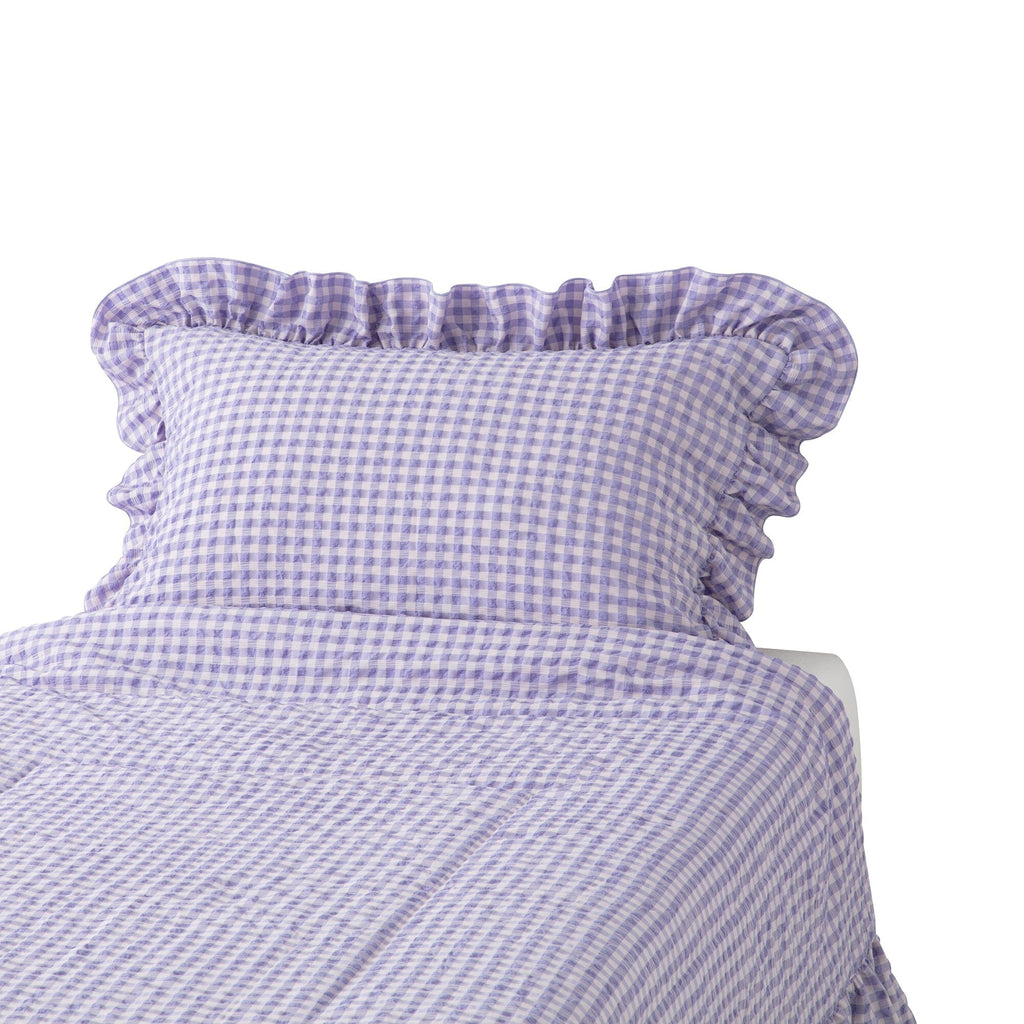 Fuwaro Cooling Pillow Cover Ruffle Check 700 X 500 Pink X Purple