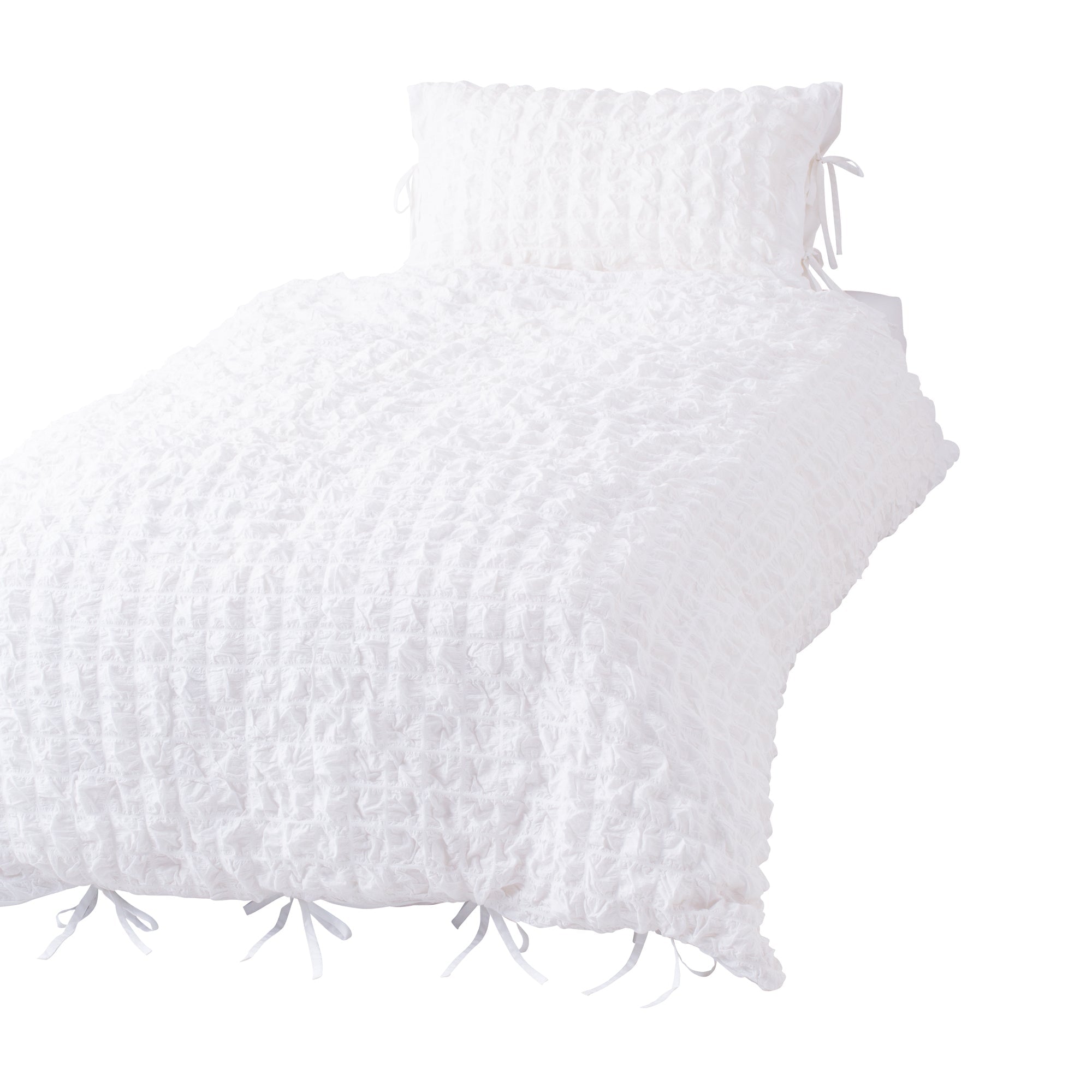 Seersucker Check Comforter Case Single White