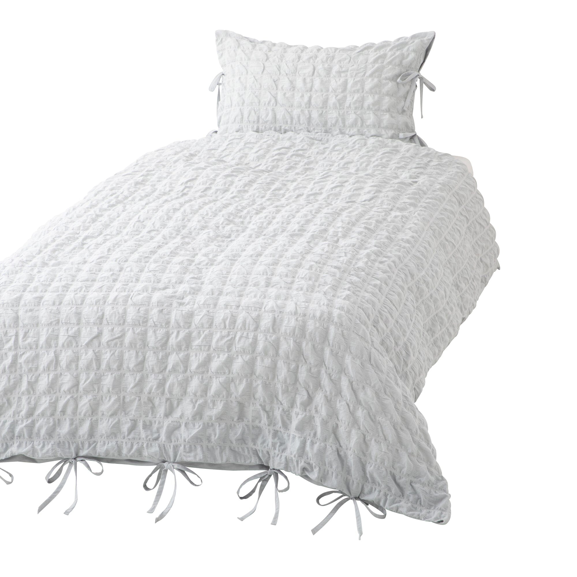 Sheersucker Check Duvet Cover Single Light Blue