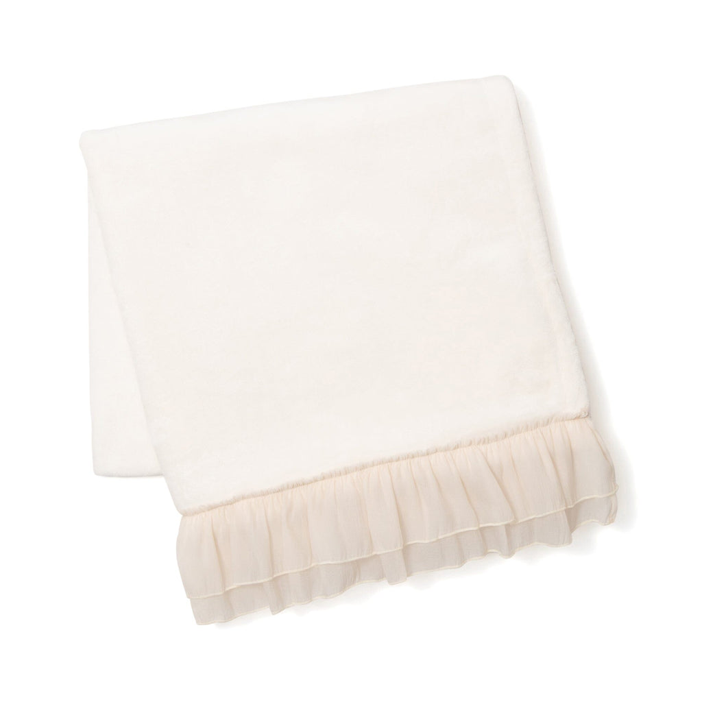 Smooth Frilled Throw (Lap Blanket) 1500 X 800 Ivory