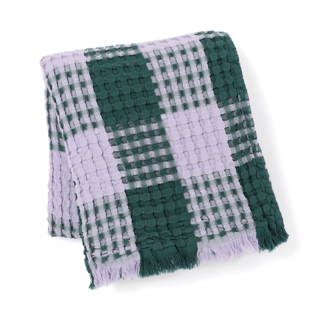 Smooth waffle check throw (lap blanket) 1700 x 1300 Light purple x green