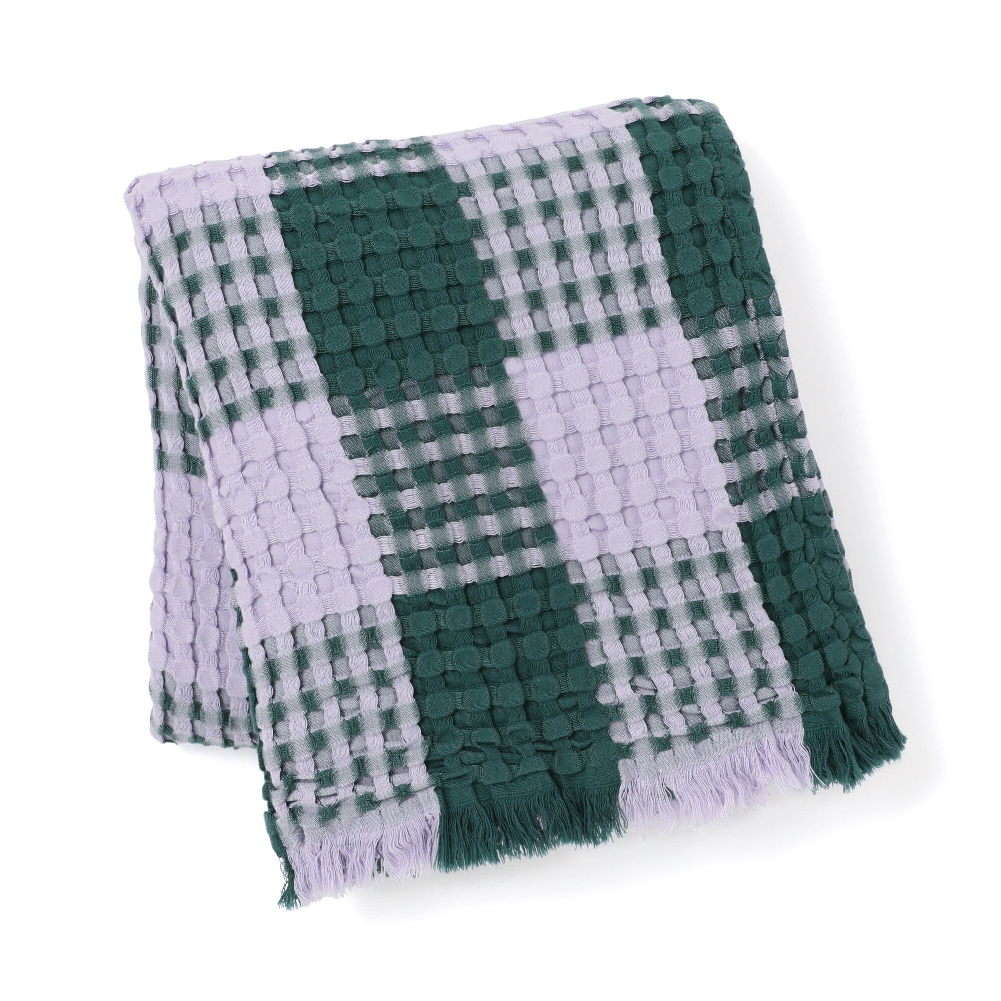 Smooth waffle check throw (lap blanket) 1700 x 1300 Light purple x green