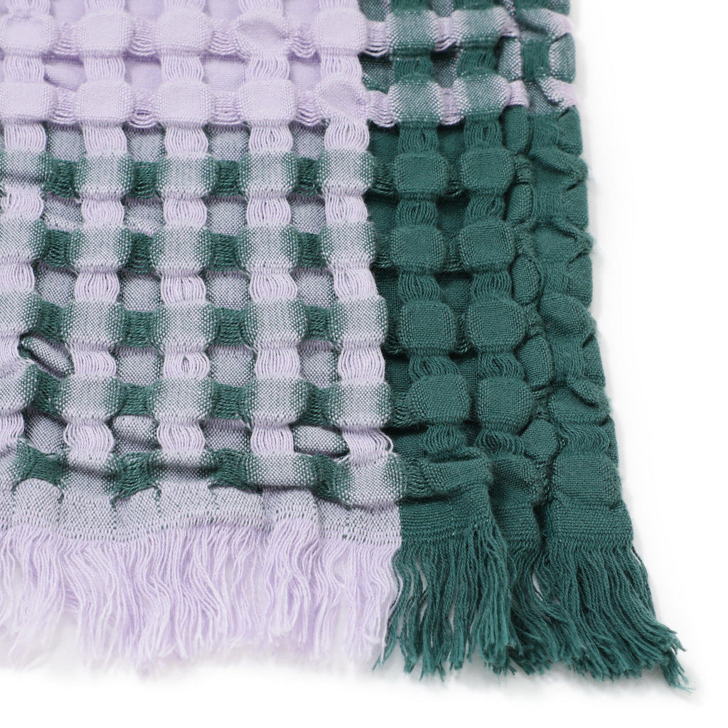 Smooth waffle check throw (lap blanket) 1700 x 1300 Light purple x green