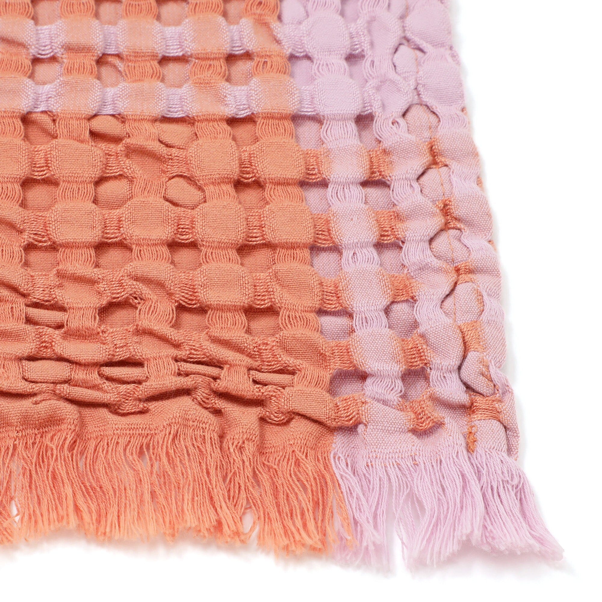 Smooth waffle check throw (lap blanket) 1700 x 1300 Pink x Orange