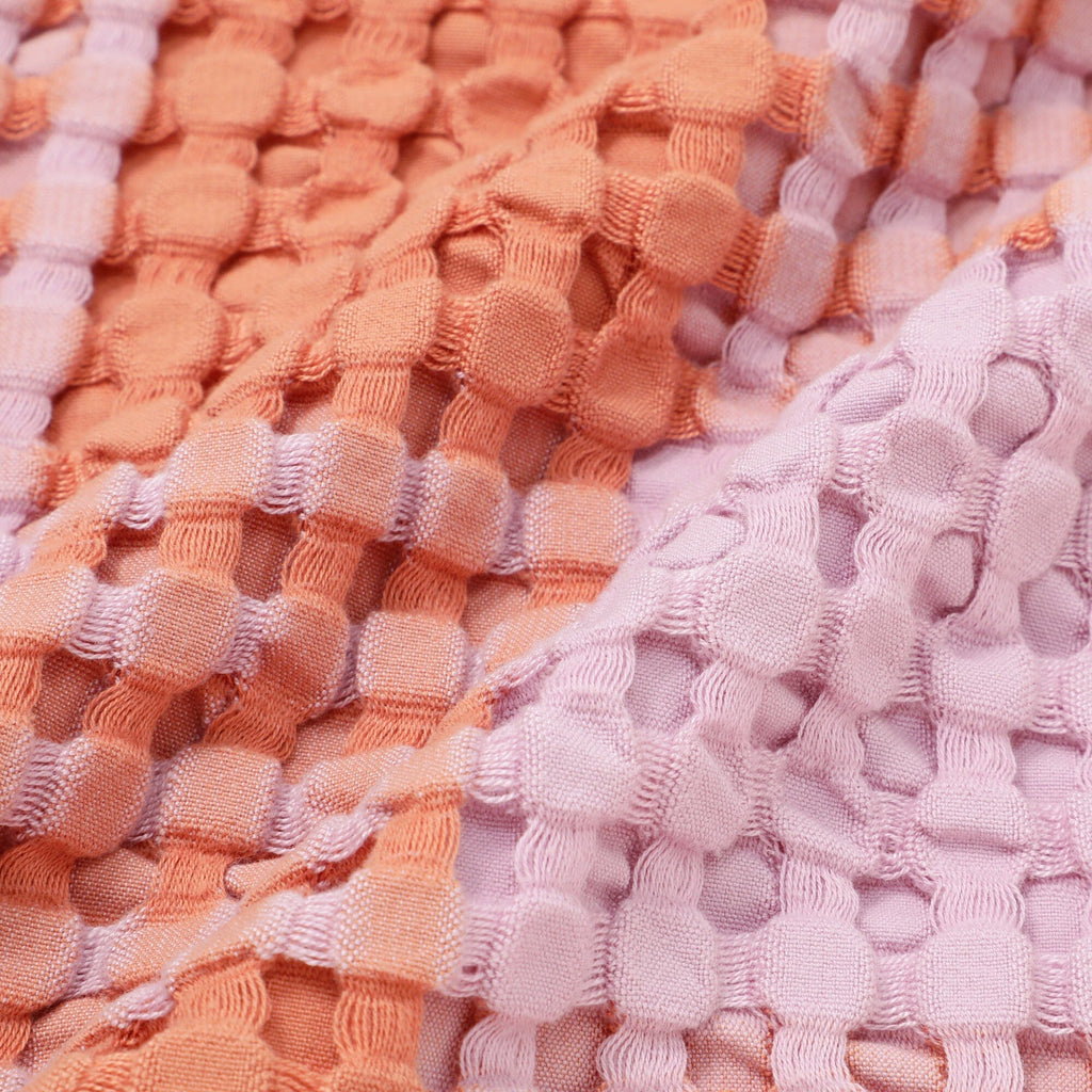 Smooth waffle check throw (lap blanket) 1700 x 1300 Pink x Orange