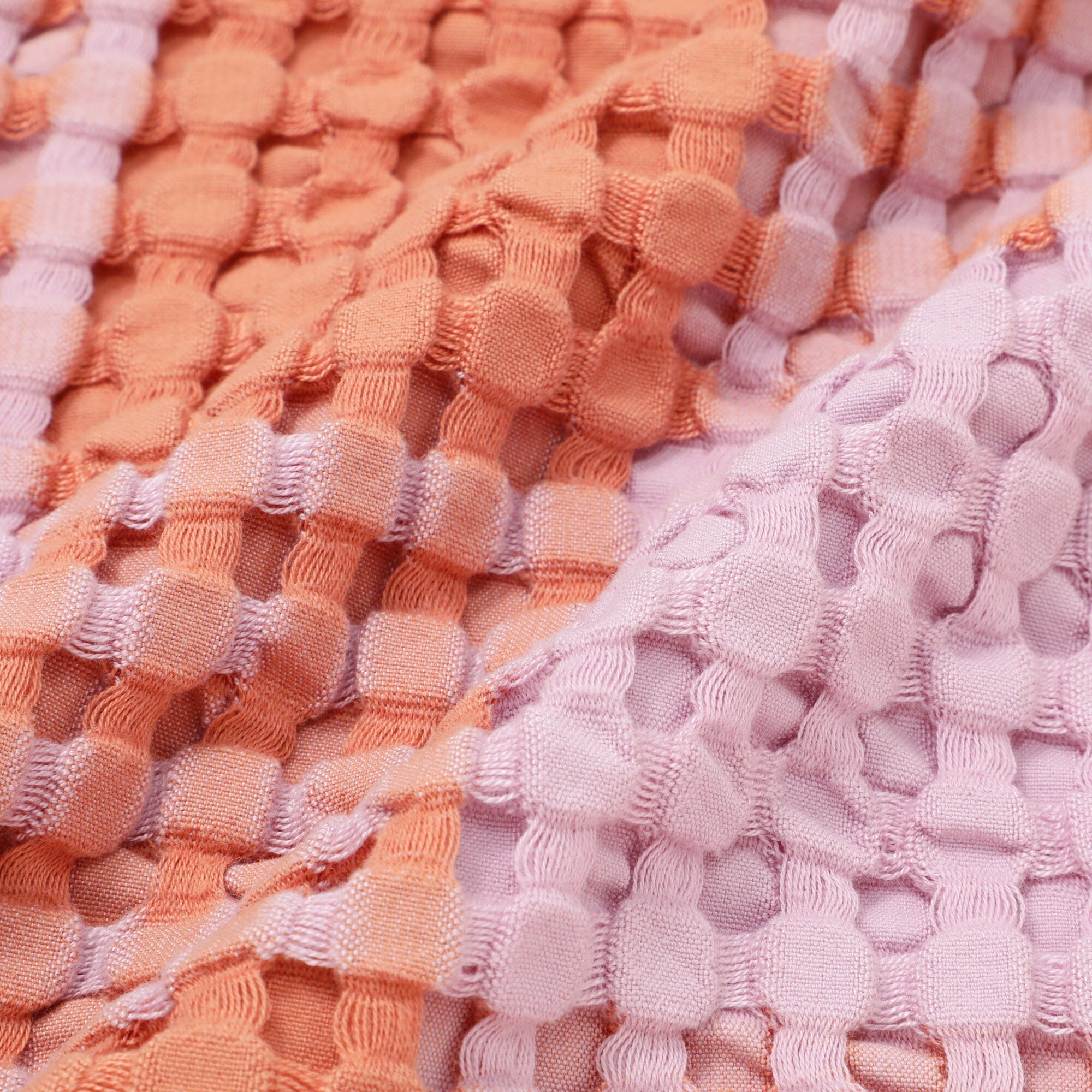 Smooth waffle check throw (lap blanket) 1700 x 1300 Pink x Orange