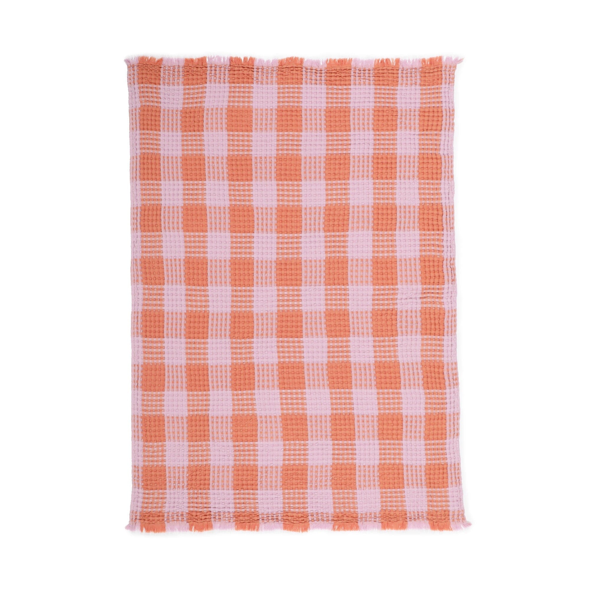 Smooth waffle check throw (lap blanket) 1700 x 1300 Pink x Orange