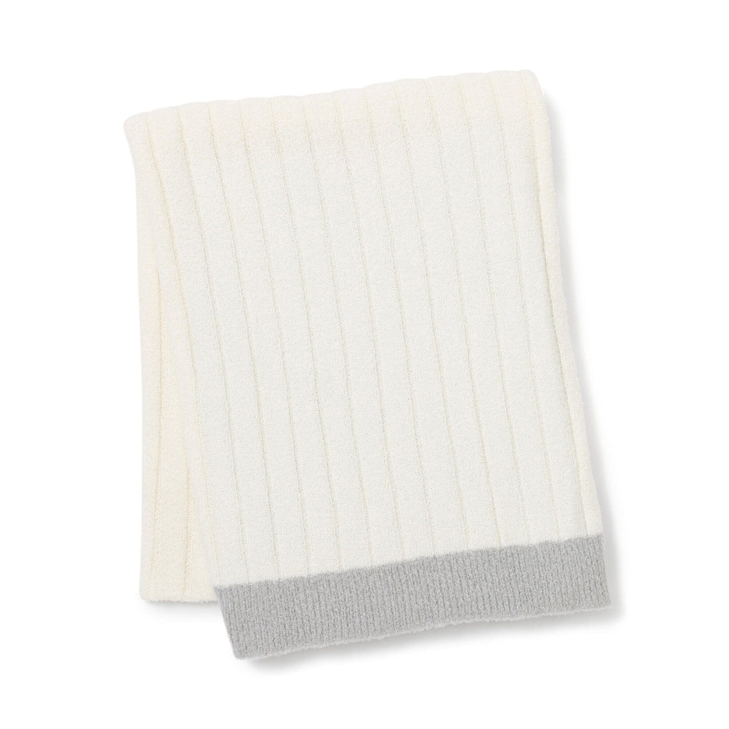 Melting bicolor knit throw (lap blanket) 1700 x 1000 White x Grey