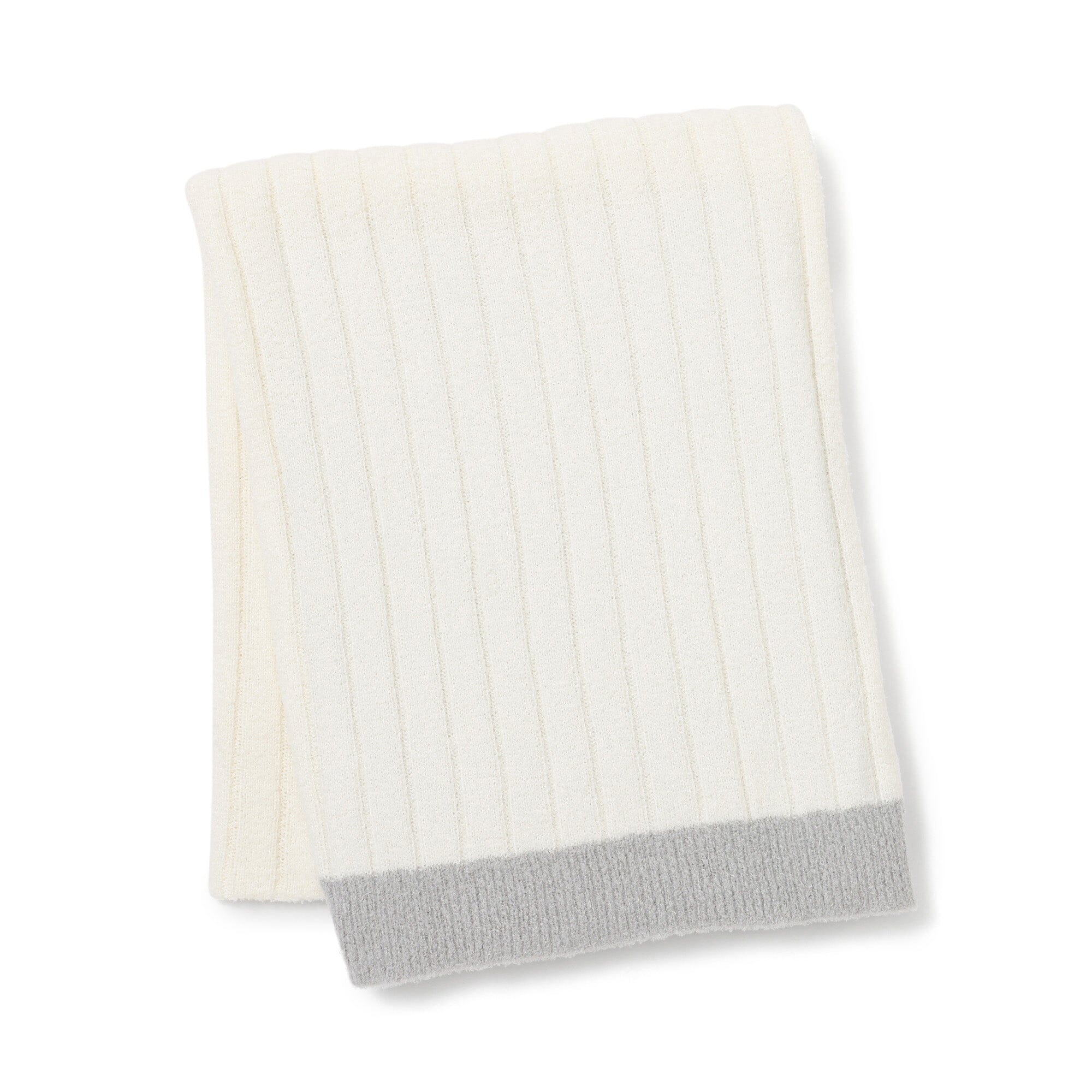 Melting bicolor knit throw (lap blanket) 1700 x 1000 White x Grey