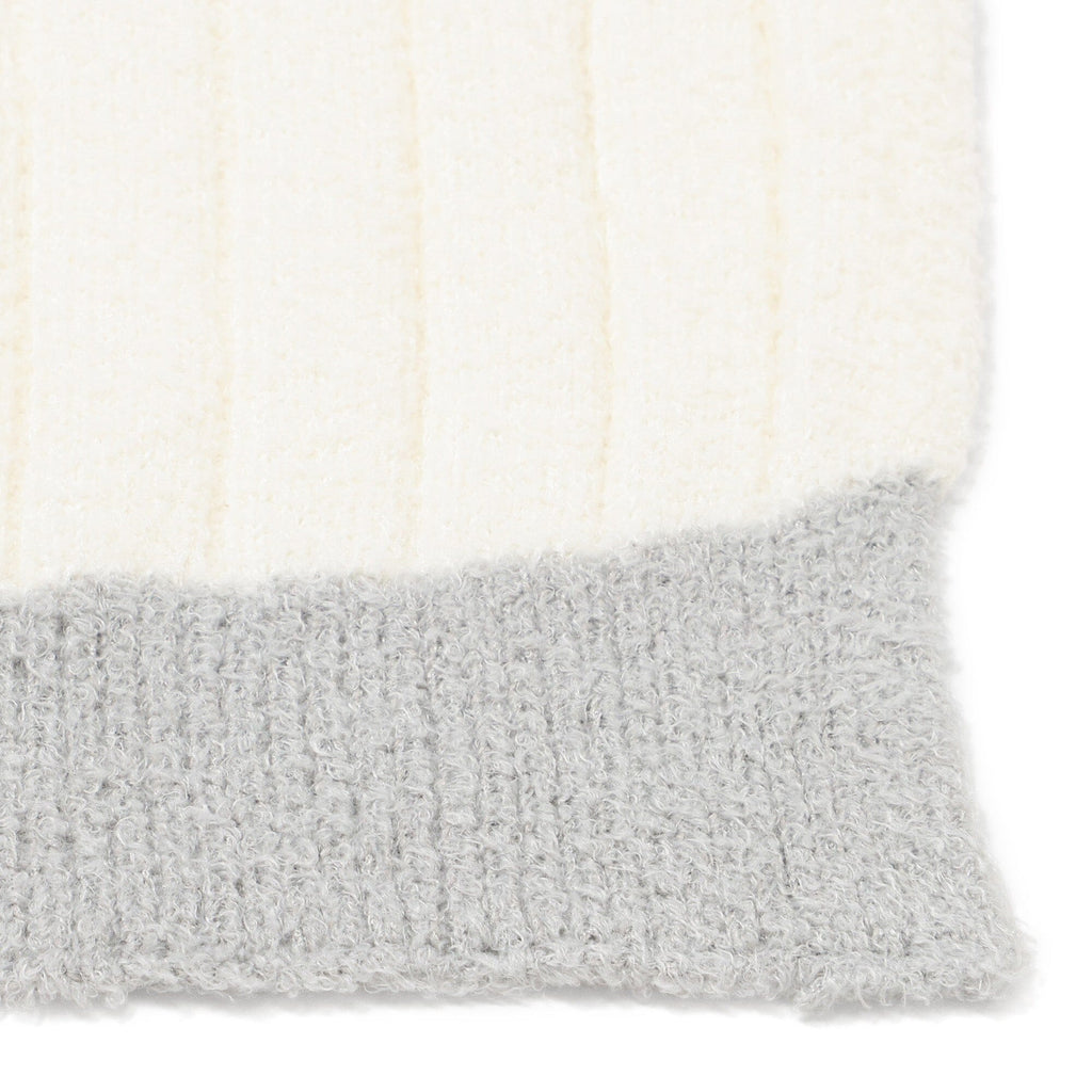 Melting bicolor knit throw (lap blanket) 1700 x 1000 White x Grey