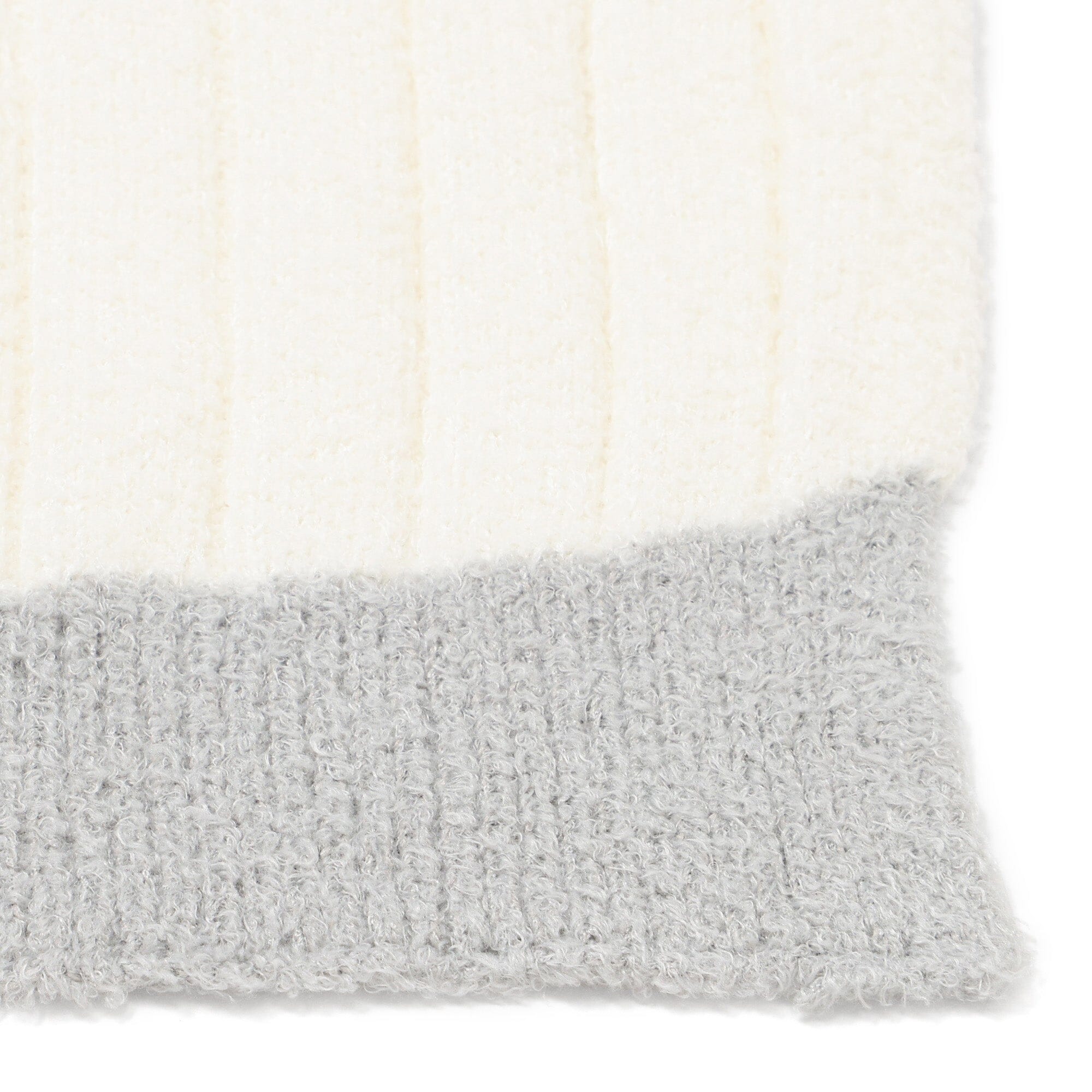 Melting bicolor knit throw (lap blanket) 1700 x 1000 White x Grey