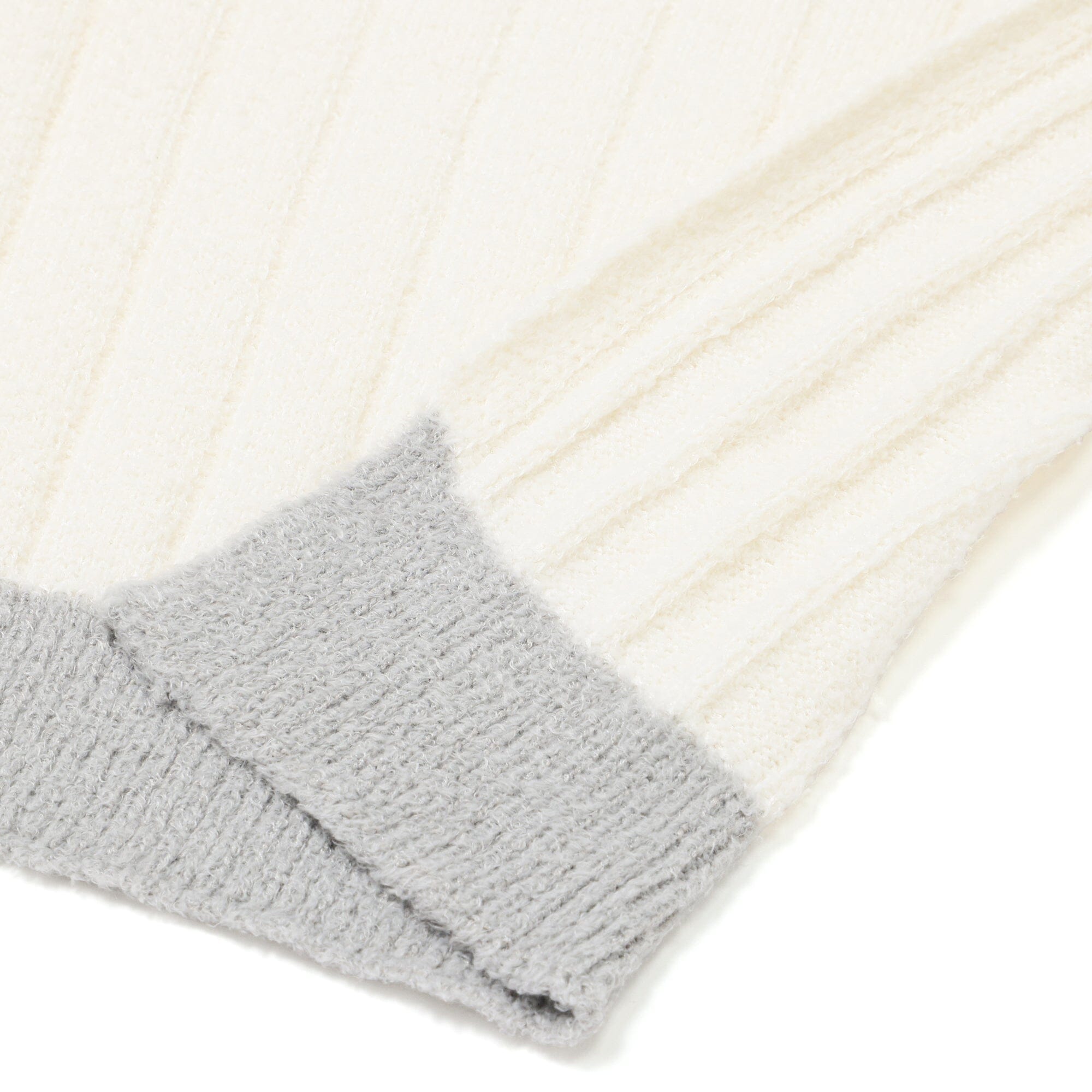 Melting bicolor knit throw (lap blanket) 1700 x 1000 White x Grey