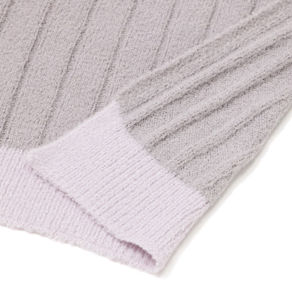 Melting bicolor knit throw (lap blanket) 1700 x 1000 Purple x light purple