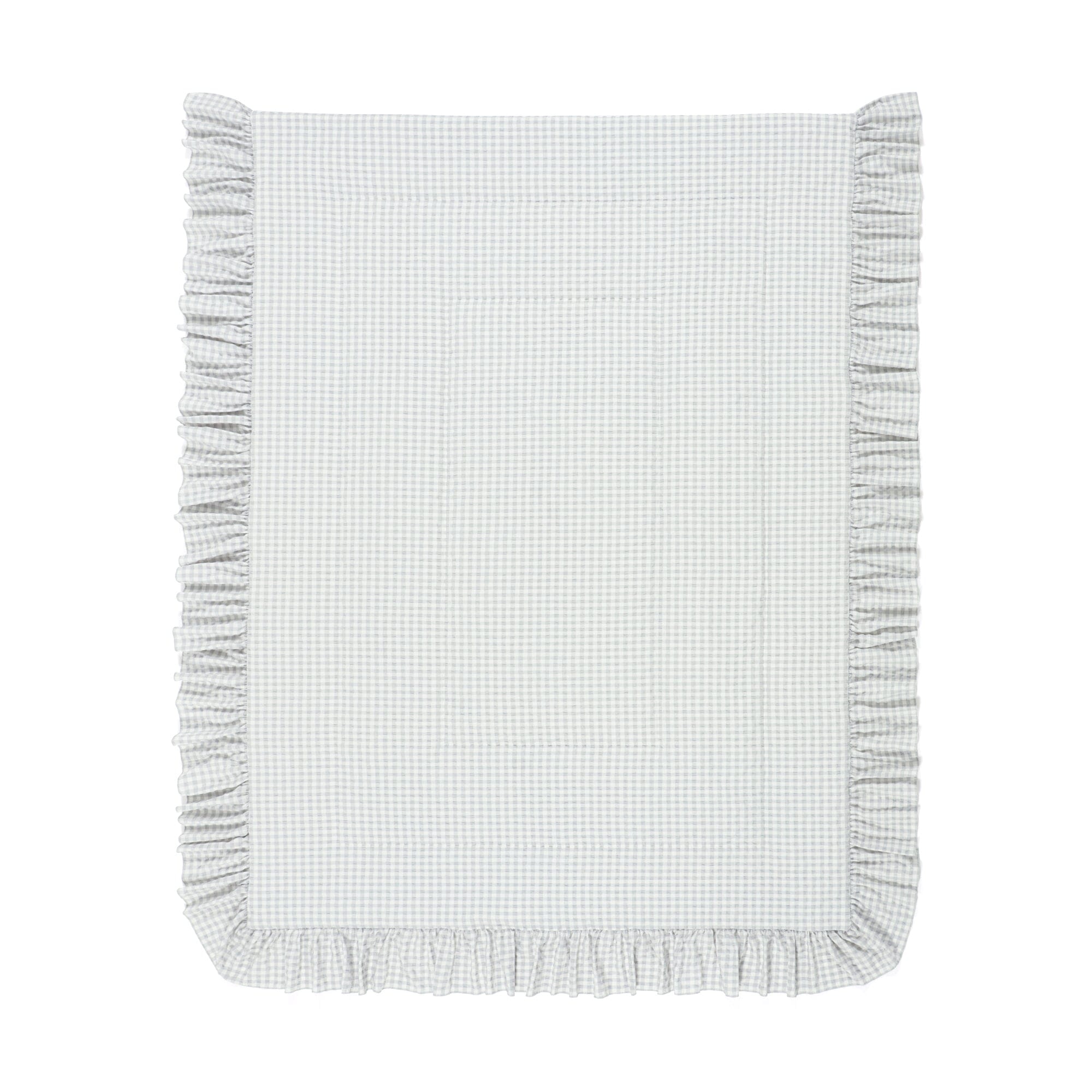 Fuwaro Cooling Quilt Frill Check Single White X Grey