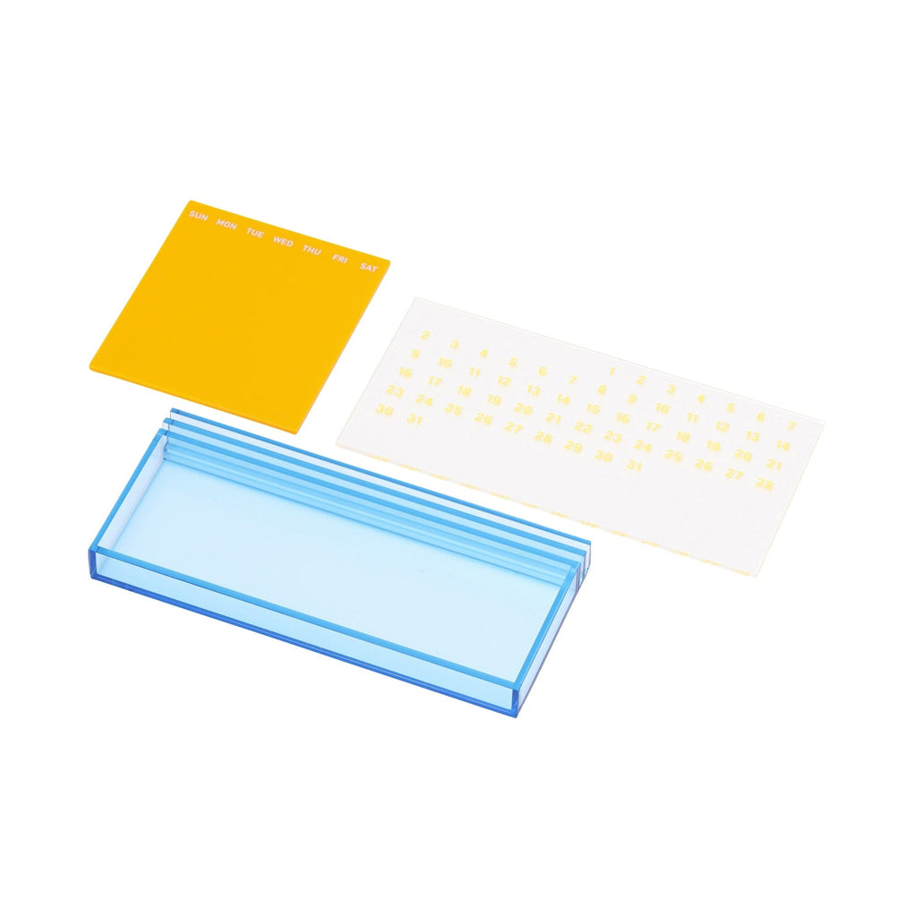 Acrylic Pen Tray Calendar Yellow X Light Blue