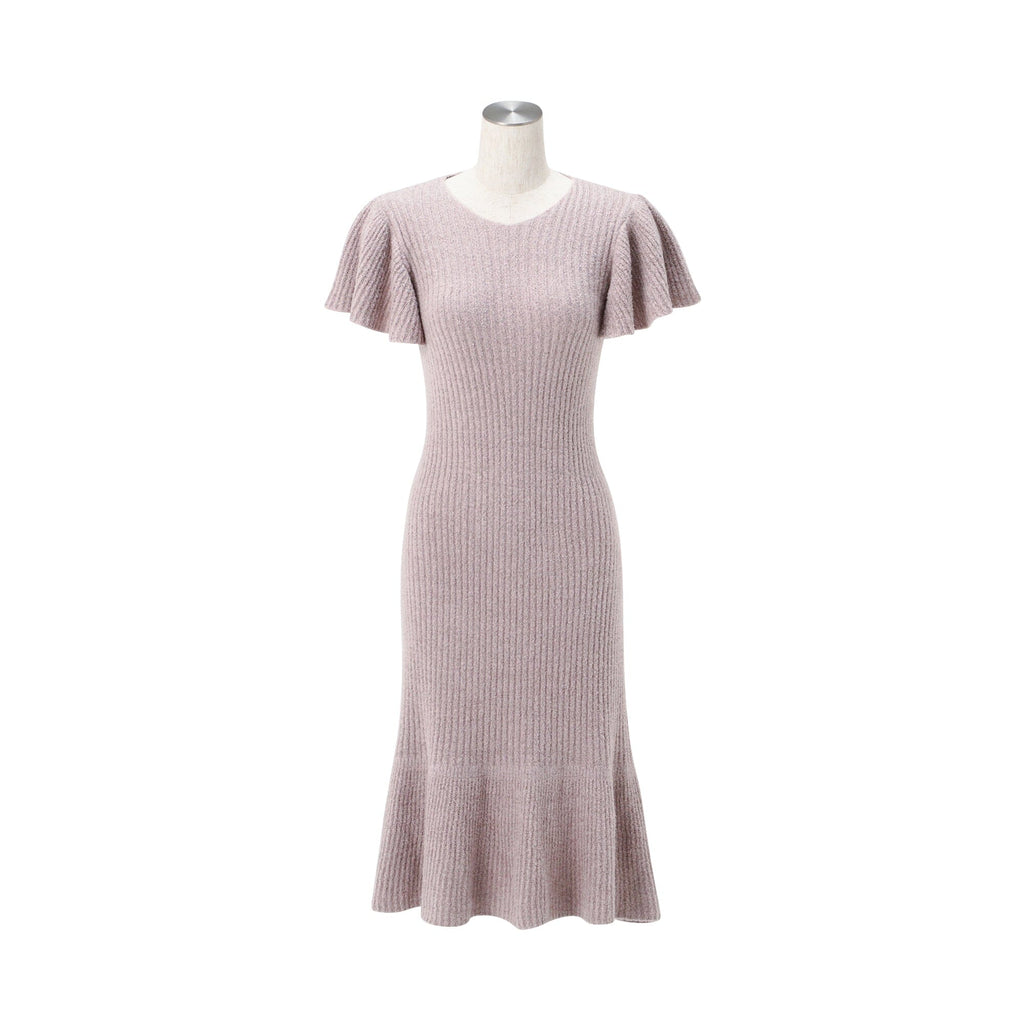 Moist Feather Knit Glitter Dress Pink