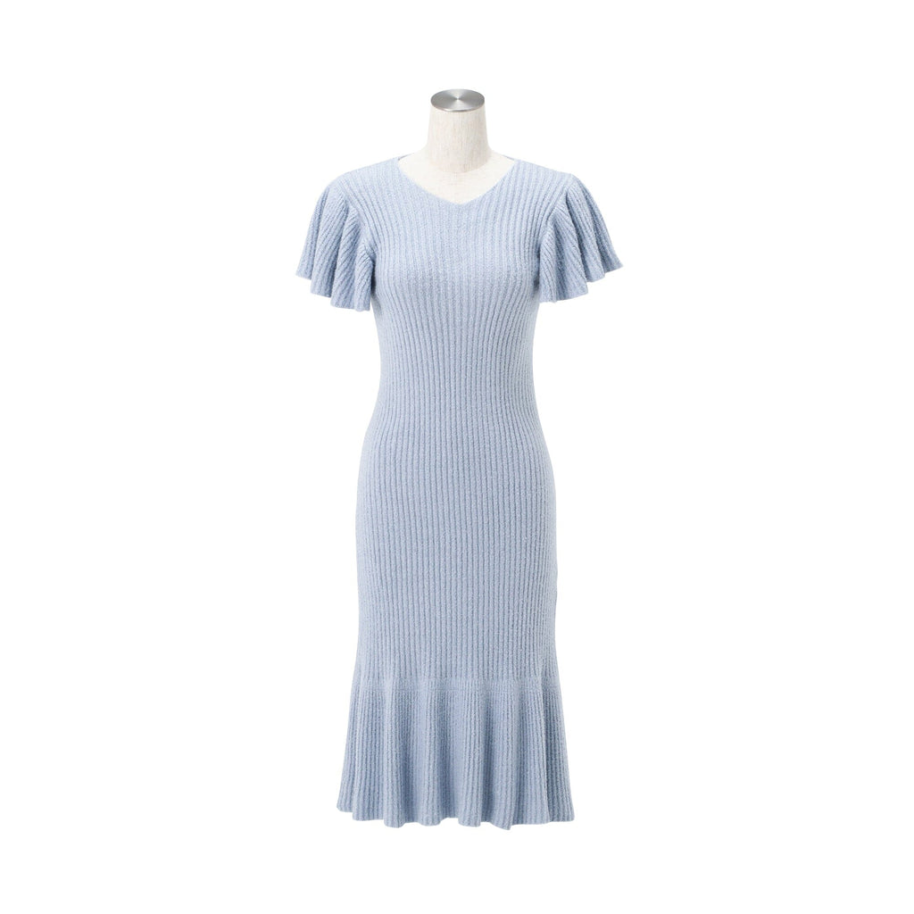 Moist Feather Knit Glitter Dress Blue