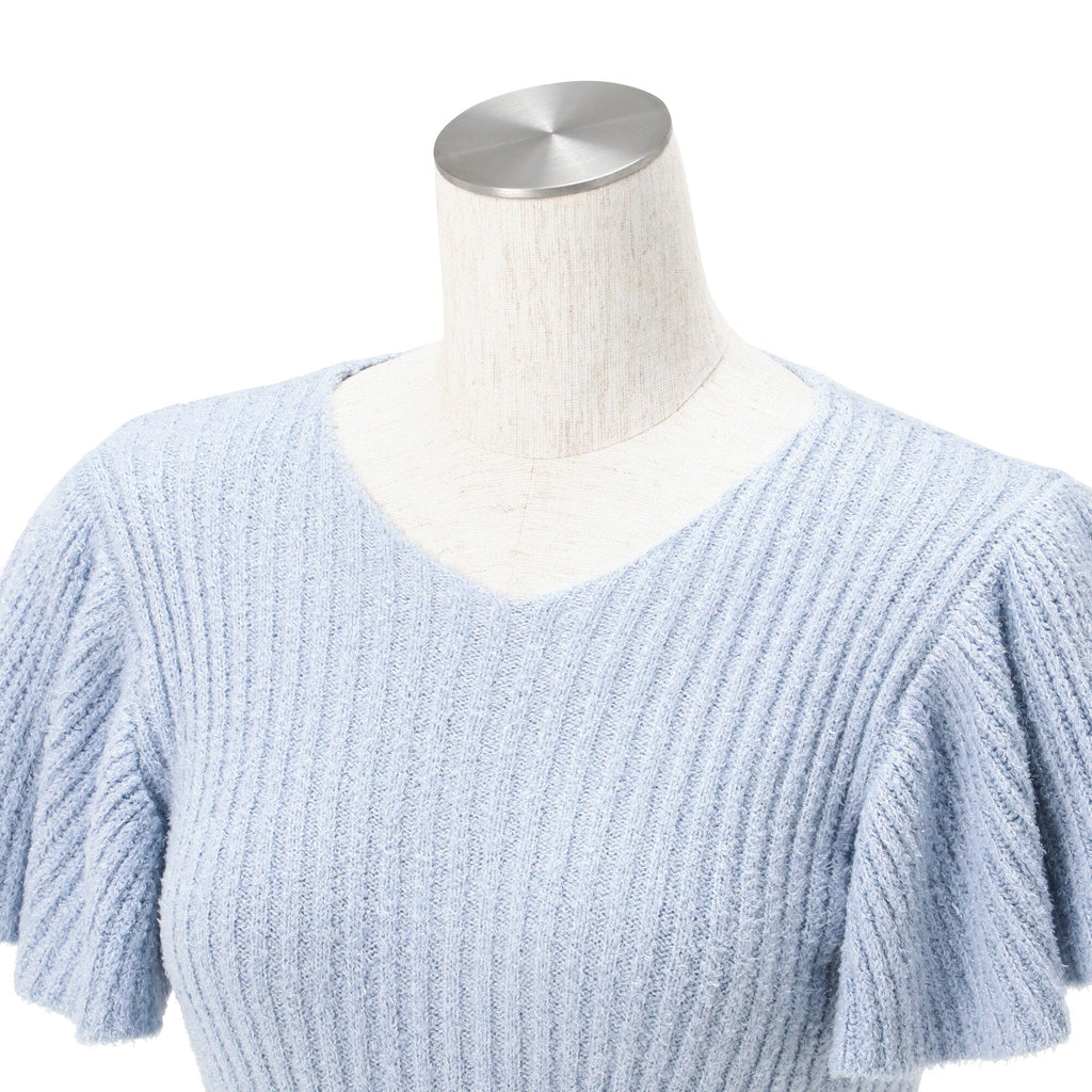 Moist Feather Knit Glitter Dress Blue