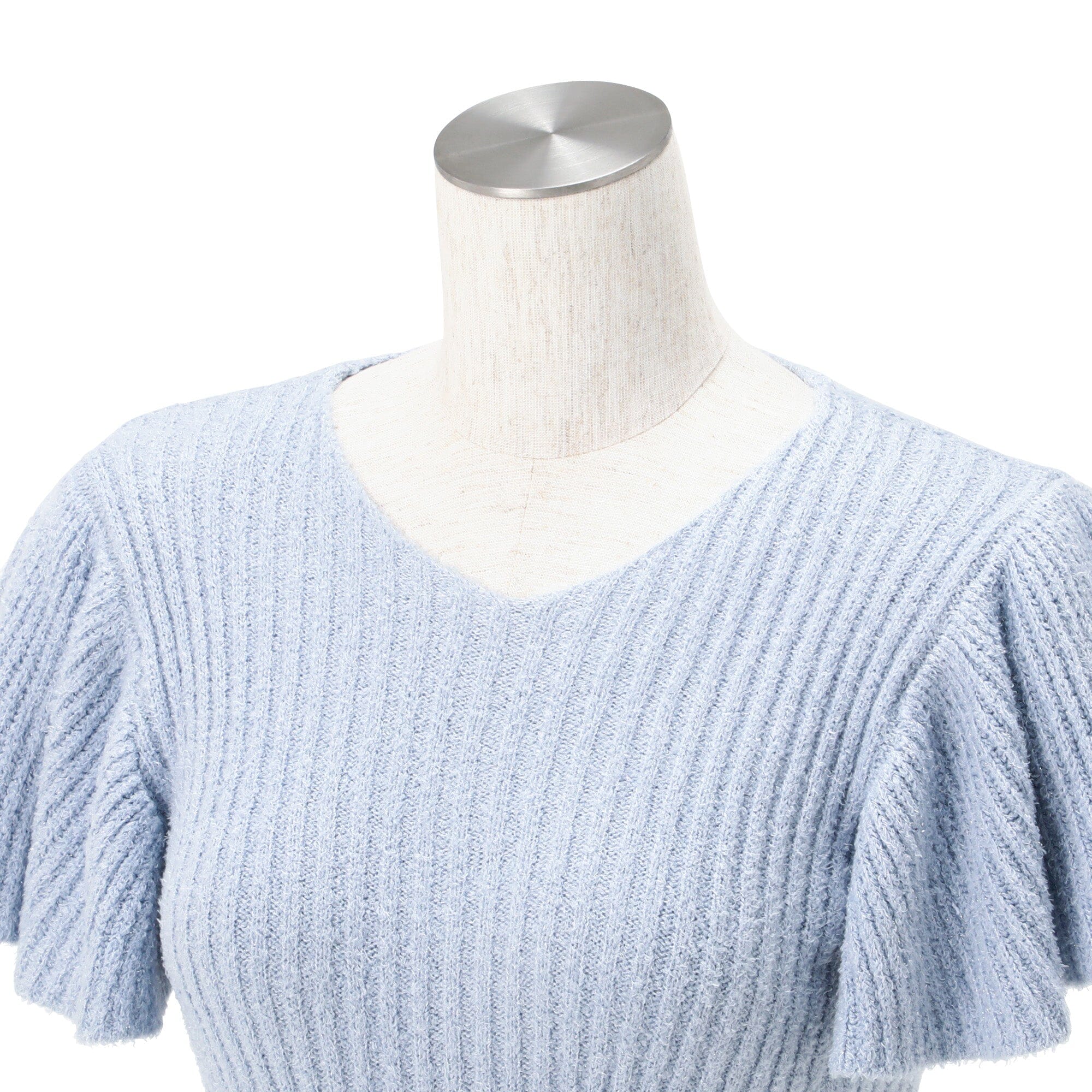 Moist Feather Knit Glitter Dress Blue