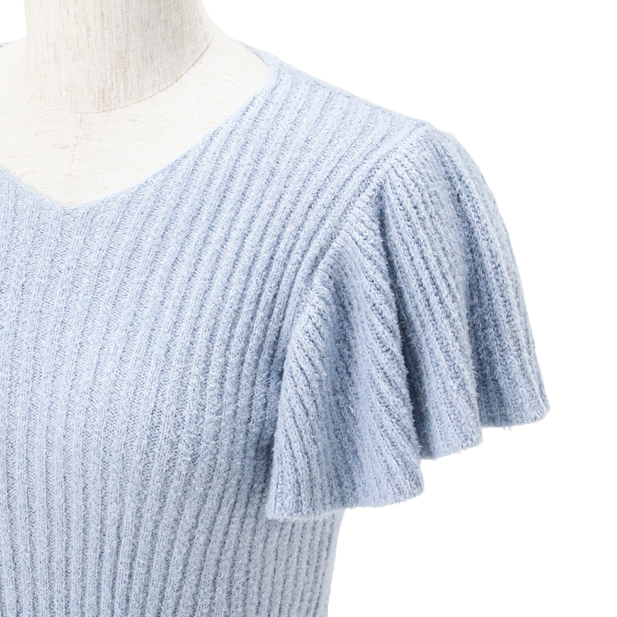 Moist Feather Knit Glitter Dress Blue