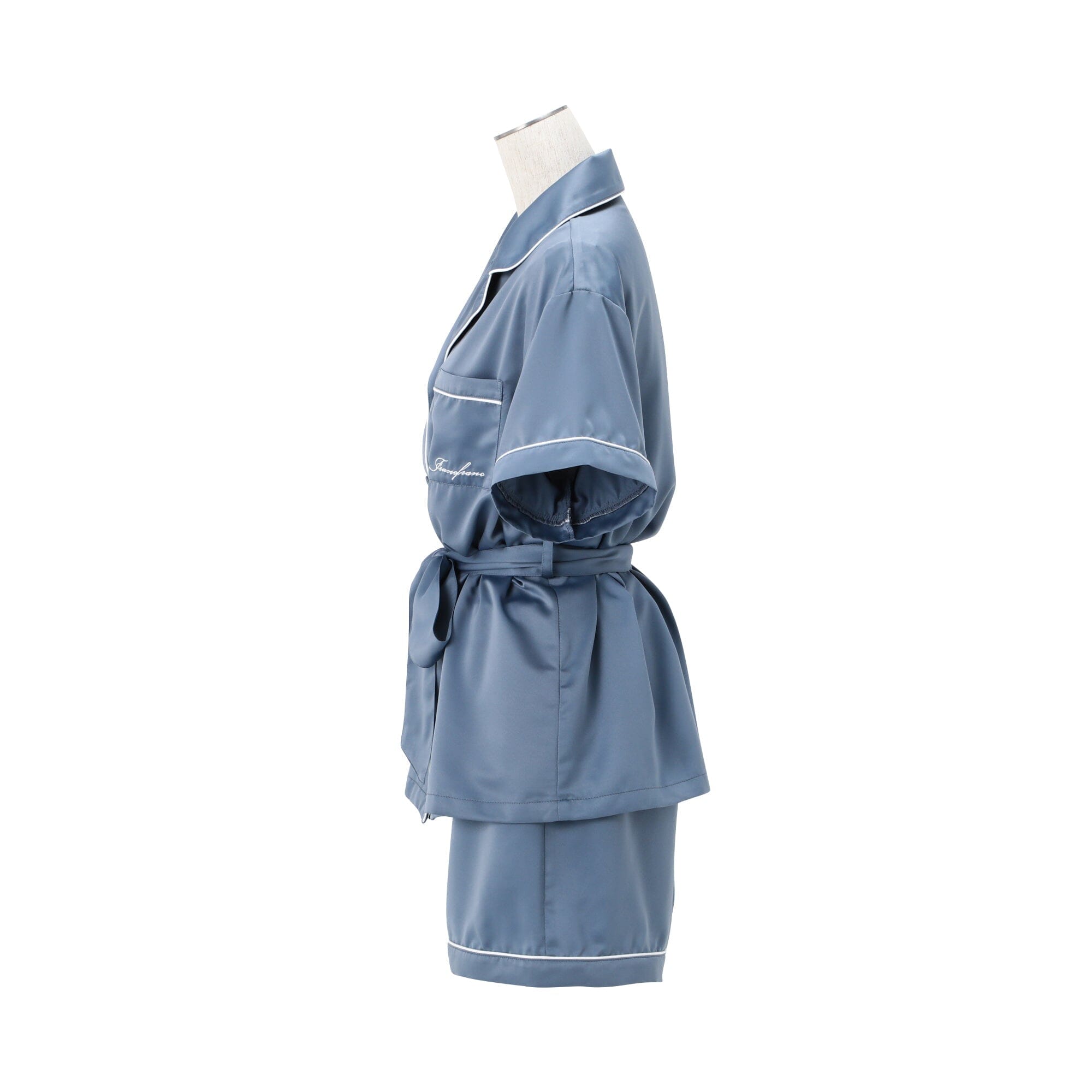 Hyaluronan Logo Embroidery Short Sleeve Short Pants Pajamas Blue