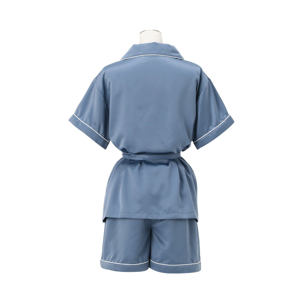 Hyaluronan Logo Embroidery Short Sleeve Short Pants Pajamas Blue