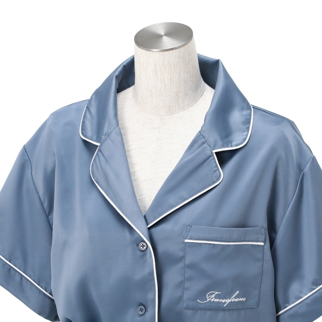 Hyaluronan Logo Embroidery Short Sleeve Short Pants Pajamas Blue