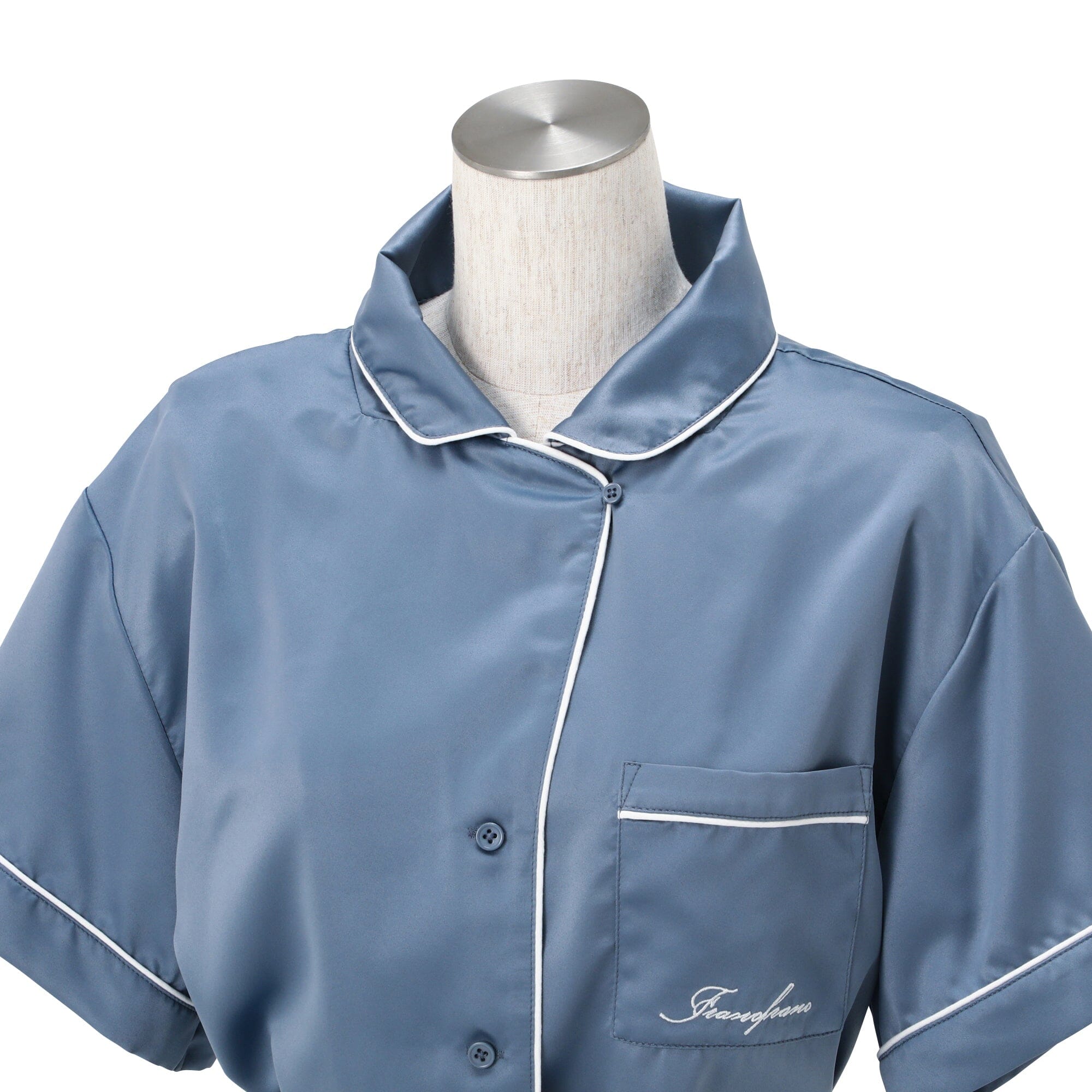 Hyaluronan Logo Embroidery Short Sleeve Short Pants Pajamas Blue