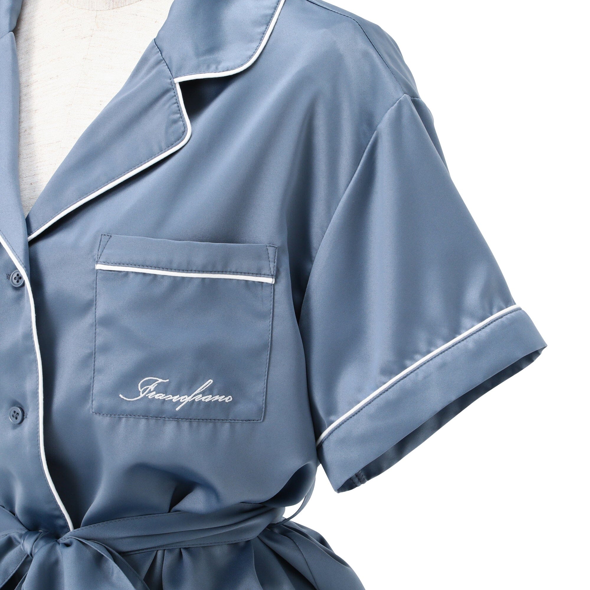 Hyaluronan Logo Embroidery Short Sleeve Short Pants Pajamas Blue