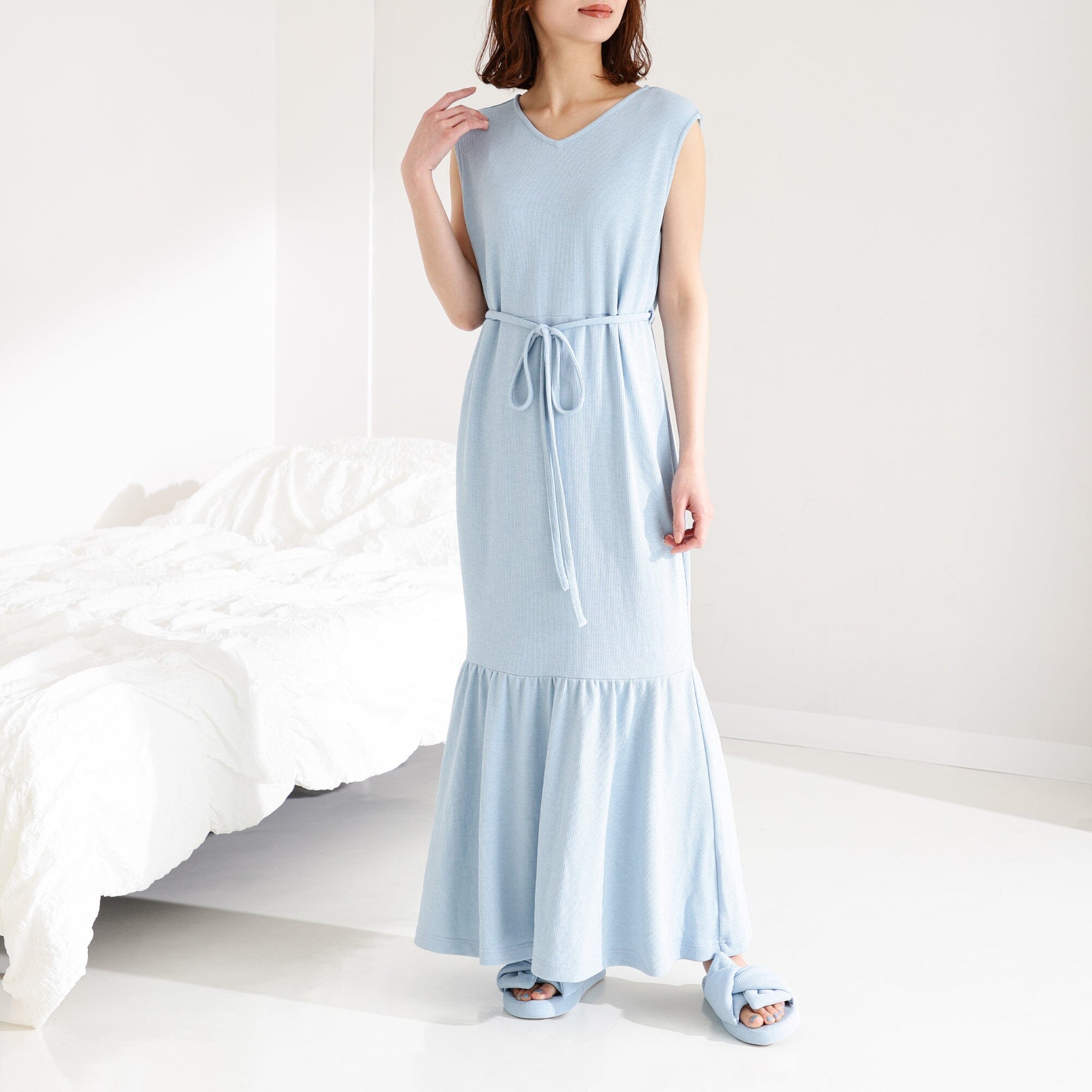 Ice Touch Rib One Piece Light Blue